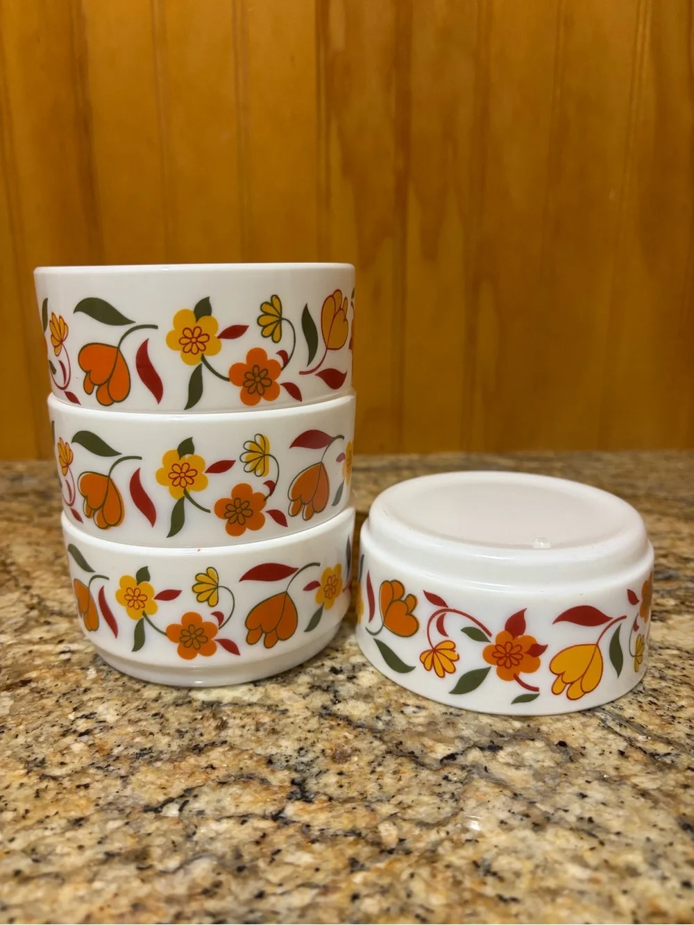 Vintage Arcopal French Milk Glass Ramekins / Bowls